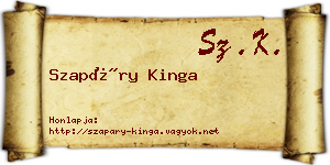 Szapáry Kinga névjegykártya